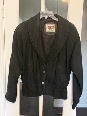 Vintage 1980s Adler Black Leather Jacket Oversized Women’s medium*